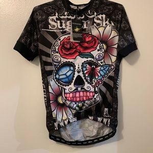 Weimostar large cycling Jersey NWT skull and roses